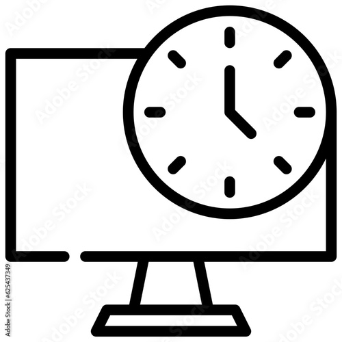 computer clock time date watch work icon simple line