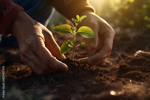 hands planting a plant