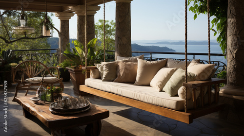 Elegante Architektur: Veranda mit Hängesessel © PhotoArtBC