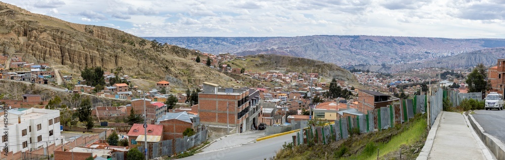 Overland travels in Bolivia, South America: Exploring the mountainous outskirts of the highest-lying administrative capital in the world: La Paz - Panorama