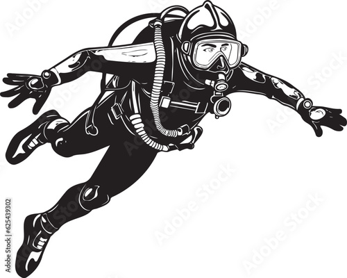 Scuba Diving Snorkel Man Ocean Vector Graphic Silhouette