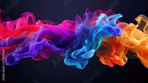vibrant multicolored smoke abstract on dark backdrop