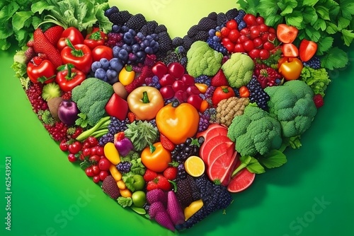 heart shaped fruits and vegetables  importance of a healthy diet for a long and happy life 