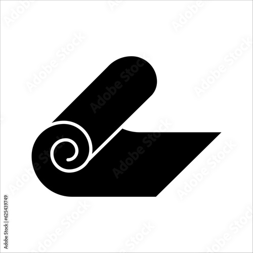 Roll of fitness carpet icon. Yoga floor mat symbol. Linear black style. vector illustration on white background