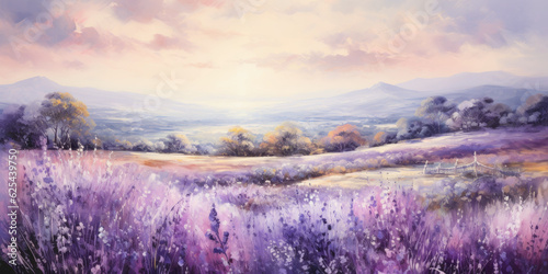 Design a striking image of the picturesque lavender fields of Provence