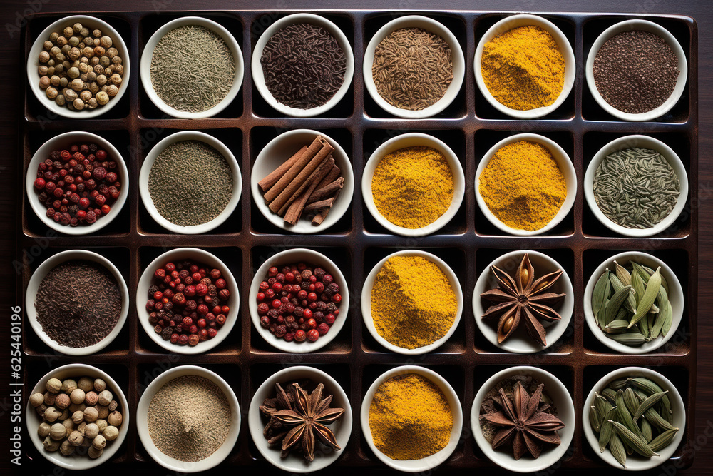 A selection of spices. A selection of spices.