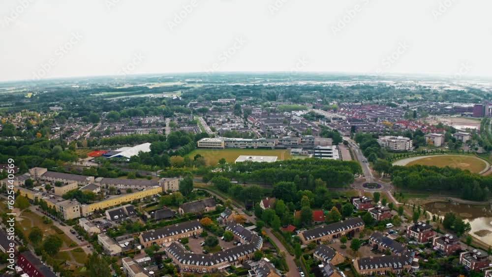 Beautiful drone view fly over a city in Etten Leur in the Netherlands