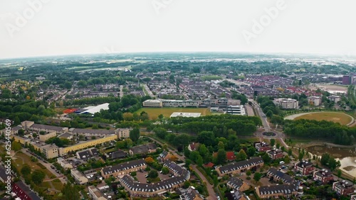 Beautiful drone view fly over a city in Etten Leur in the Netherlands photo