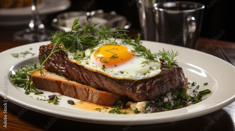 A mouthwatering image of a perfectly grilled steak and egg dish. Food Wallpaper. Generative Ai. A mouthwatering image of a perfectly grilled steak and egg dish. Food Wallpaper. Generative Ai.