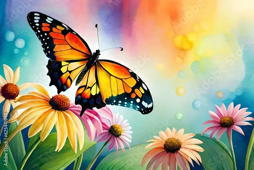 butterfly and flowers generated by AI technology © MISHAL