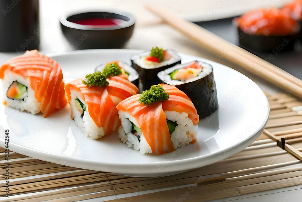 Sushi Sensation A Delectable Journey on a White Table