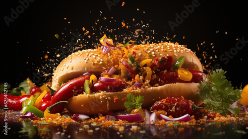 A mouthwatering hot dog advertisement for a renowned food company. Food wallpaper. 