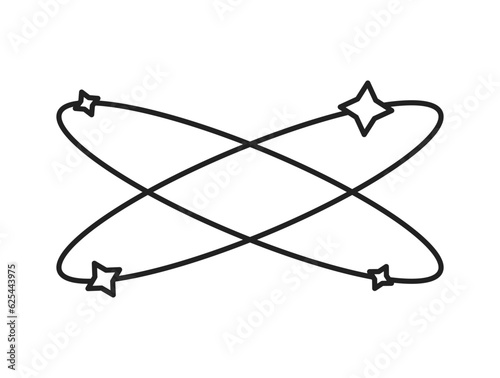Dizzy stars monochrome flat vector object. Spinning head. Unsteady reaction. Heat stroke. Editable black and white thin line icon. Simple cartoon clip art spot illustration for web graphic design