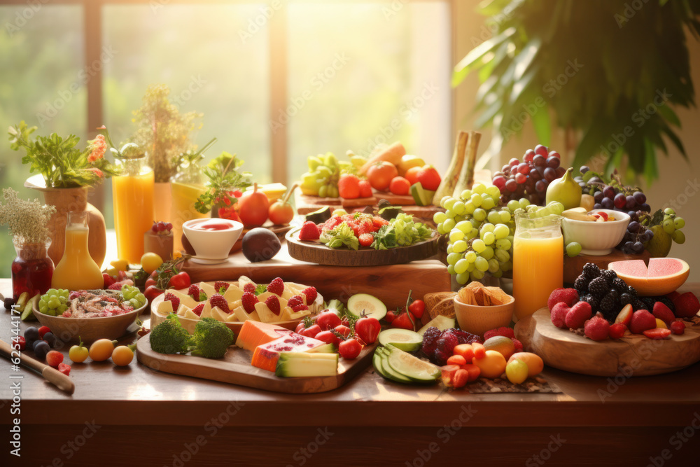 An exquisite still life composition showcasing a selection of healthy food alternatives. An exquisite still life composition showcasing a selection of healthy food alternatives.