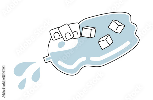 Drinking bottled water monochromatic flat vector character hand. Splash waterdrops from bottle. Hydration. Editable body part element on white. Simple bw cartoon spot image for web graphic design