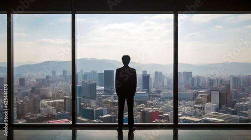 businessman view skyscraper CEO challenge