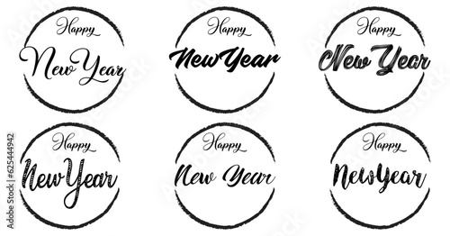 Big Set of Happy New Year logo text design.