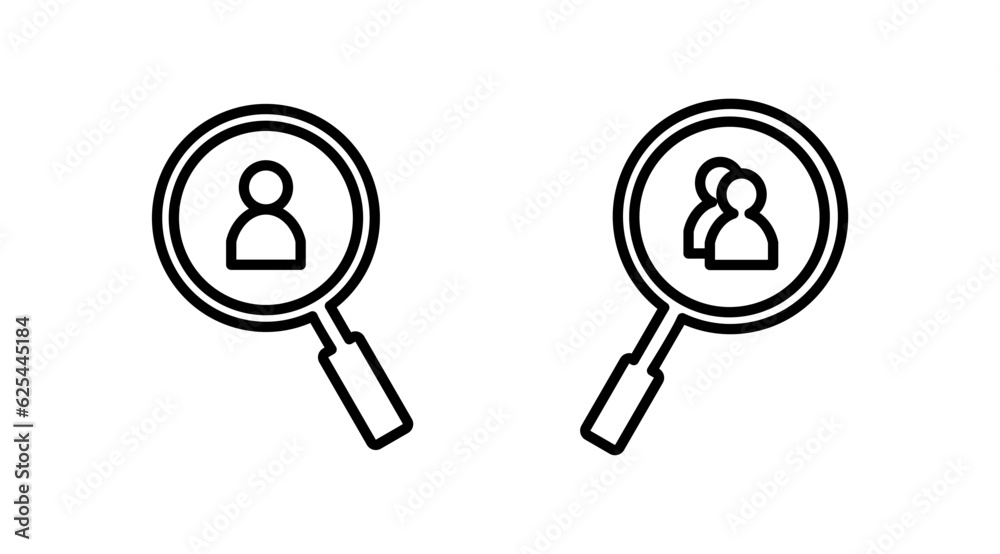 Hiring icon vector. search job vacancy icon. magnifying glass looking for people Hiring icon vector. search job vacancy icon. magnifying glass looking for people