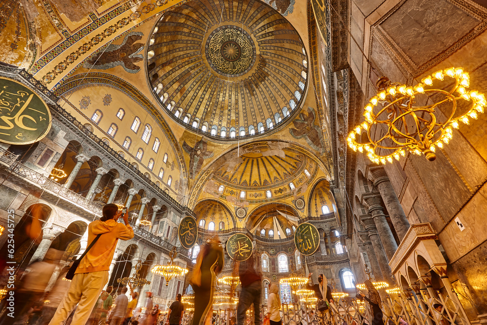 Fototapeta premium Sophia mosque indoor. Historic landmark place in Istanbul. Byzantium