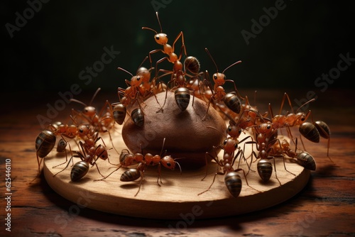 The ants are situated on the table.