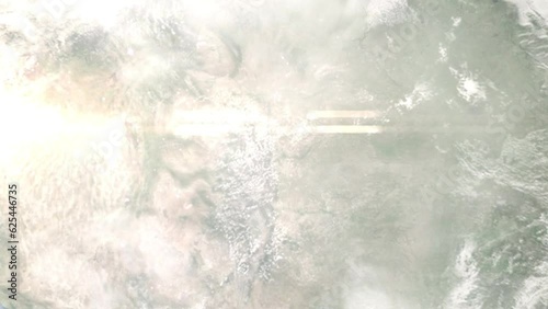 Zoom in from space and focus on Loveland, Colorado, USA. 3D Animation. Background for travel intro. Elements of this image furnished by NASA