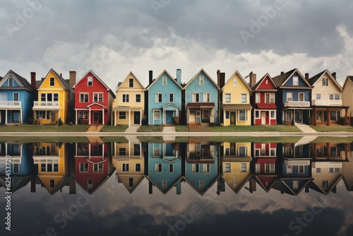 A line of residences in the central region of the United States.