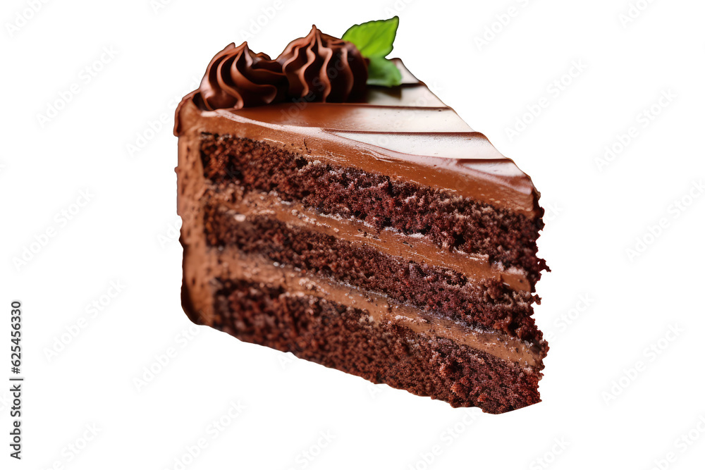 Slice of Chocolate Cake, Transparent background. generative AI Slice of Chocolate Cake, Transparent background. generative AI