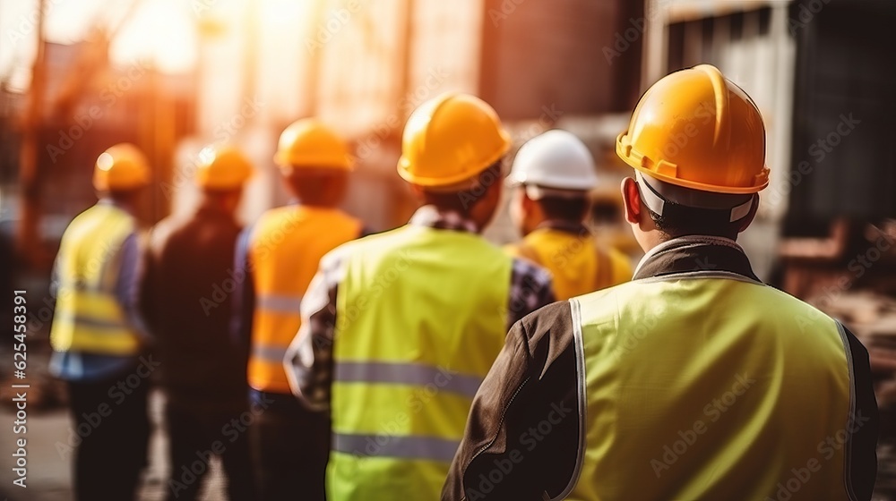 Engineer Technician Watching Team of Workers on High Steel Platform, Engineer Technician Watching Team of Workers on High Steel Platform,