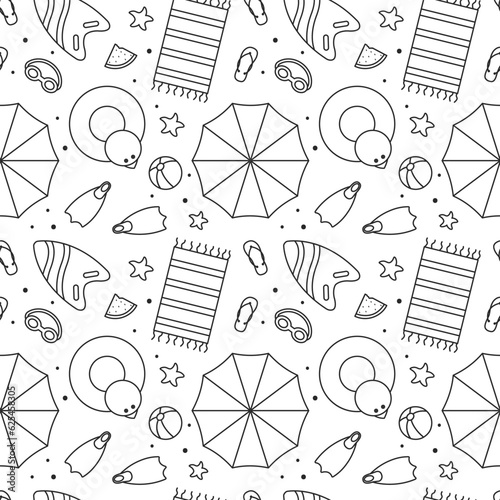 Swimming Pool Seamless Pattern Vector Illustration with Summer Vacation Element in Flat Cartoon Template Hand Drawn
