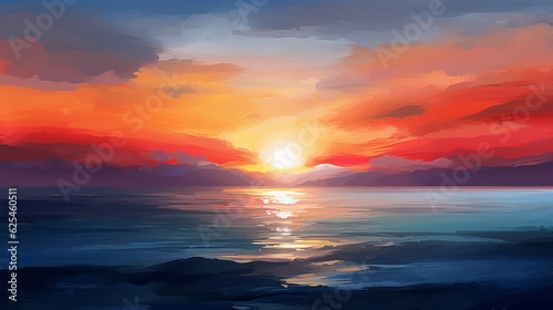 sunset over the sea. Generative AI. © Aga Bak