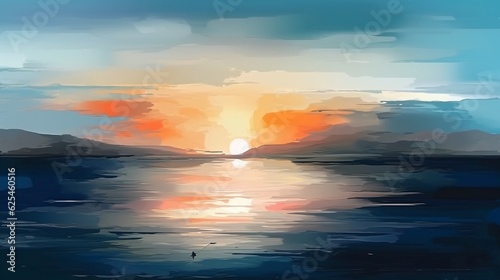 sunset over the sea. Generative AI. © Aga Bak
