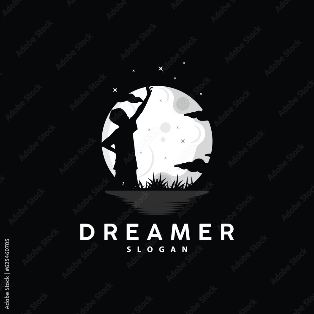 Dream Logo, Kid Dream Inspirational Design, Vector Reaching Star Fun Learning, Kids Dream Logo Templet