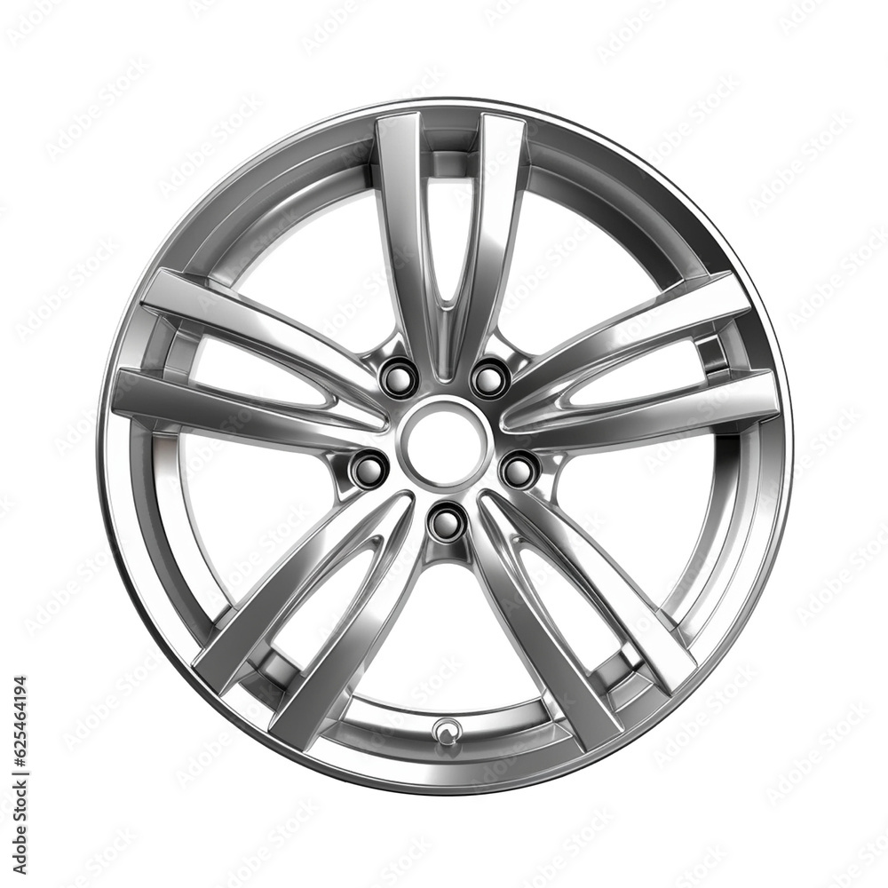 Modern shiny car rim isolated on transparent background