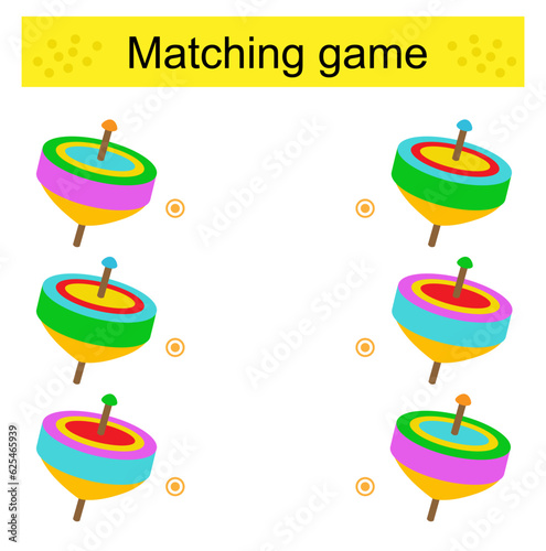 Matching game. Task for the development of attention and logic. Illustration of the whirligig.