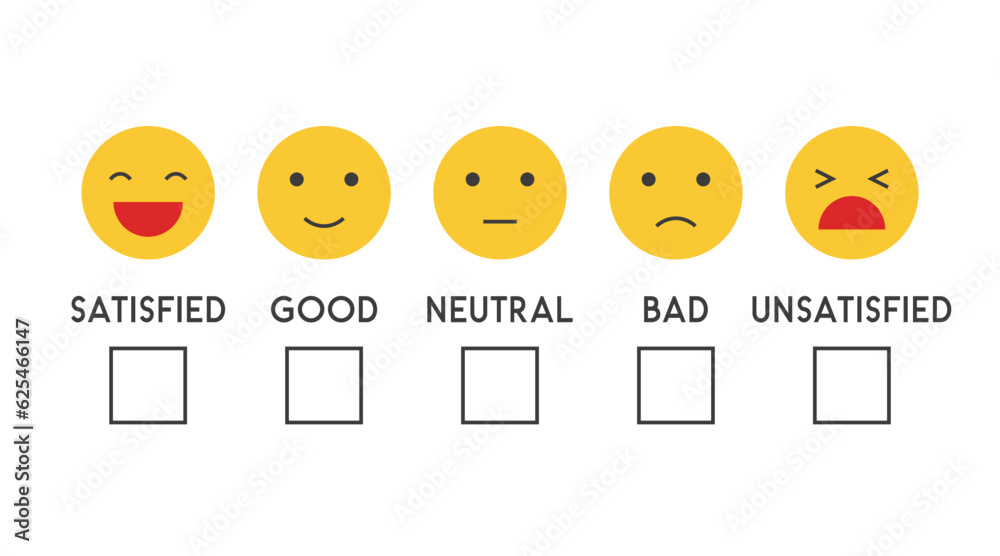 5 scale smile rating Feedback emoji face of customer satisfaction concept 5 scale smile rating Feedback emoji face of customer satisfaction concept