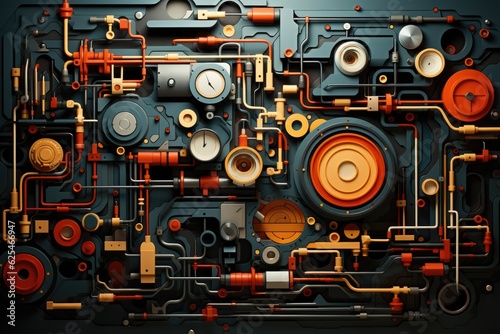A picture of a bunch of pipes and valves. Generative AI.