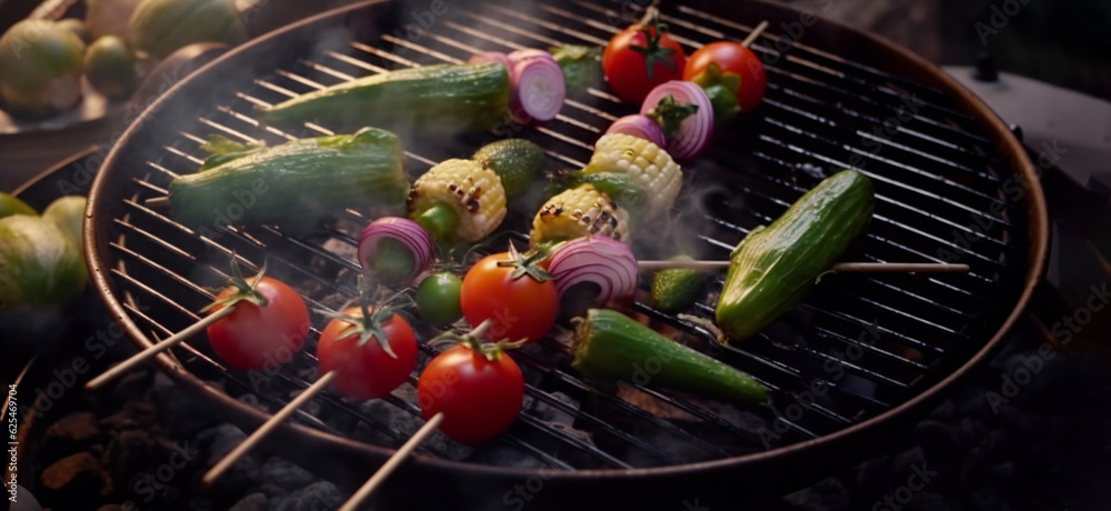 Naklejka premium Vegetables On Barbecue Grill