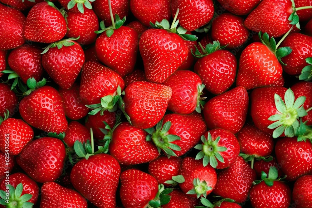 Top View of Fresh red Strawberry Pile on Background Top View of Fresh red Strawberry Pile on Background