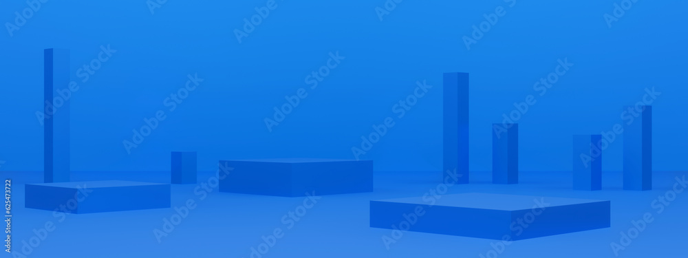 Fototapeta premium 3D blue geometric podium. Blue background