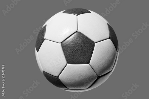 leather soccer ball  close up  clipping path  3D render
