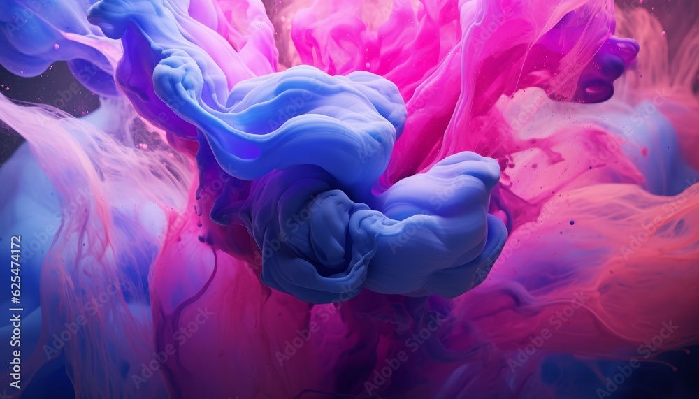 Abstract Purple and Blue Paint Splashes on White Background with Copy Space, Generative AI Abstract Purple and Blue Paint Splashes on White Background with Copy Space, Generative AI