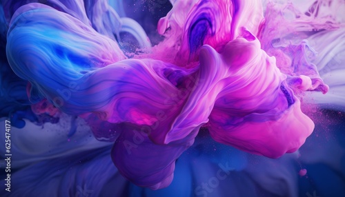 Abstract Purple and Blue Paint Splashes on White Background with Copy Space  Generative AI