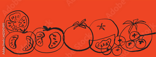 Hand drawn tomatos silhouette on green  background. Vector EPS 10 vector 