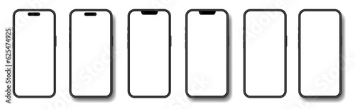 Mockup of a phone screen. Social media promotion. Advertising on a smartphone display. Device front view. 3D mobile phone with shadow. Cell phone