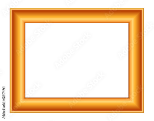 Mockup of a gold frame for painting or photo on a transparent background