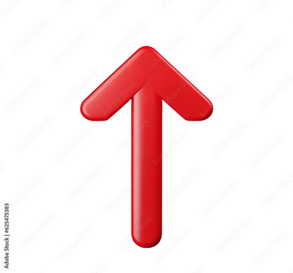 arrow up red design direction business symbol growth forward pointer plastic 3D icon arrow up red design direction business symbol growth forward pointer plastic 3D icon
