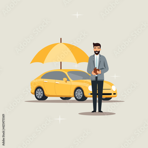 Car insurance business security accident transport isolated illustration