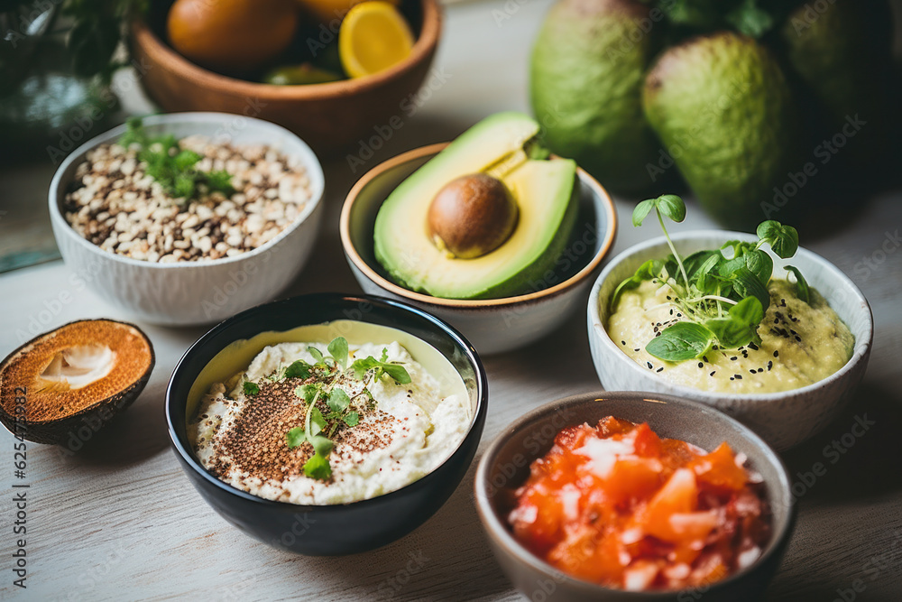 Healthy breakfast options, including overnight oats and avocado toast. Healthy breakfast options, including overnight oats and avocado toast.