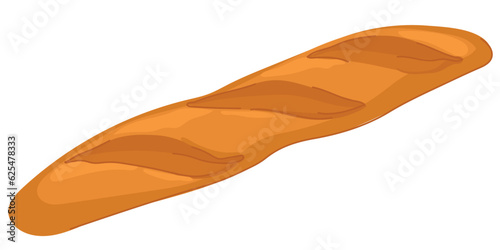 Traditional french bread. Flat style vector illustration of baguette bread. Image for a bakery, bakery, shop.