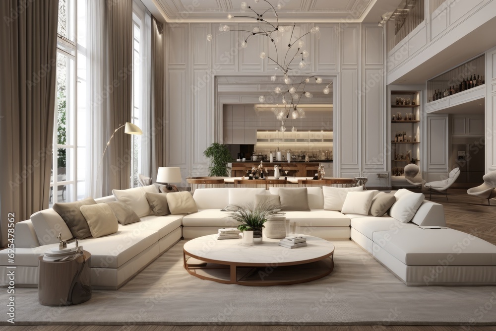 The living room interior features an elegant design with a cozy sofa. The living room interior features an elegant design with a cozy sofa.
